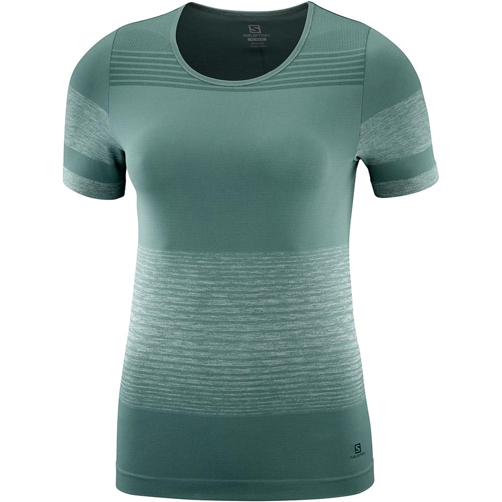 T-Shirts Salomon Femme Vert - Salomon ELEVATE MOVE'ON W - France (4261-XIRKN)